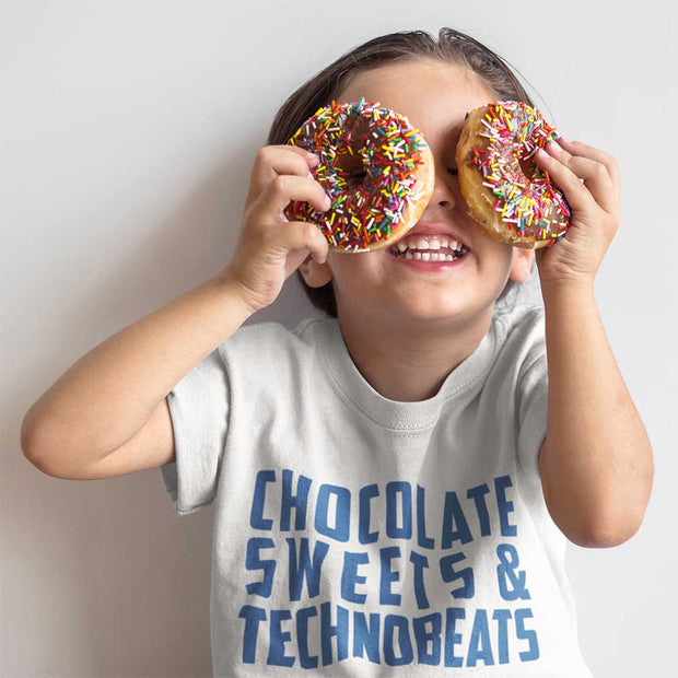 Chocolate Sweets And Technobeats Blue Text Kid's T-Shirt-Carl Cox Online Store