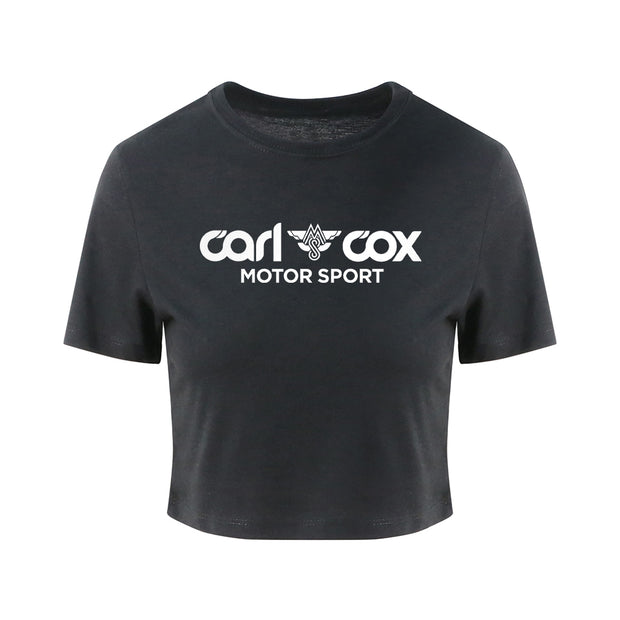 CC Motorsport White Logo Girlie Cropped T-Shirt-Carl Cox Online Store
