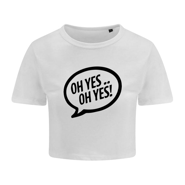 Oh Yes Oh Yes Black Text Girlie Cropped T-Shirt-Carl Cox Online Store